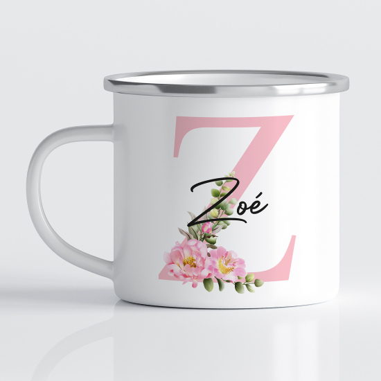 Personalized Monogram Enamel Mug - Letter Z