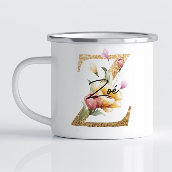 Personalized Monogram Enamel Mug - Letter Z