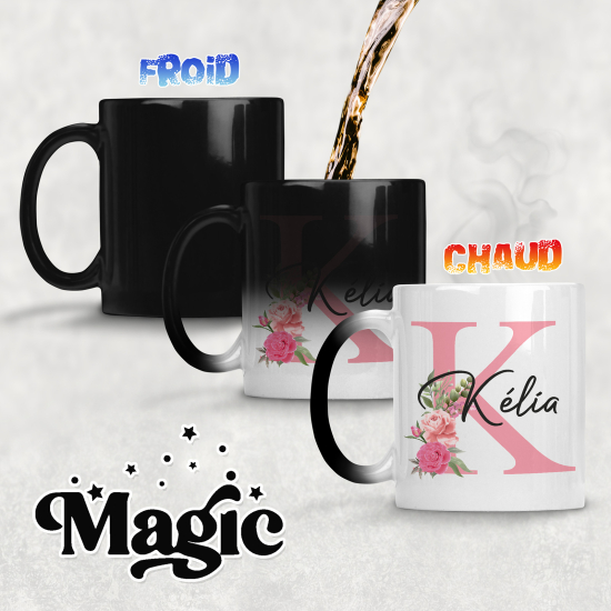 Personalized Monogram Magic Mug - Letter K