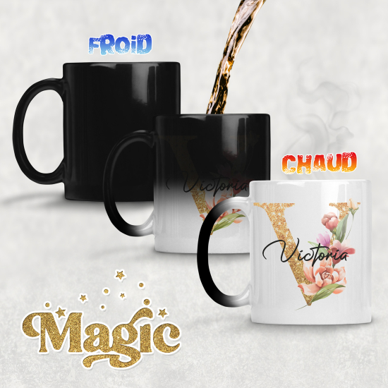 Personalized Monogram Magic Mug - Letter V