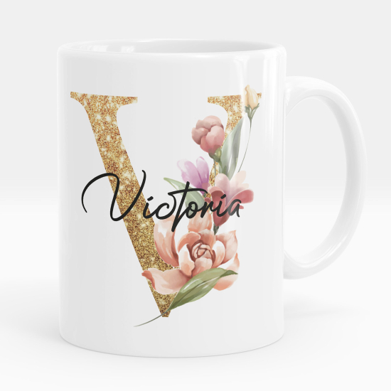 Personalized Monogram Mug - Letter V