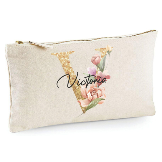 Personalized Monogram Pencil / Pouch - Letter V