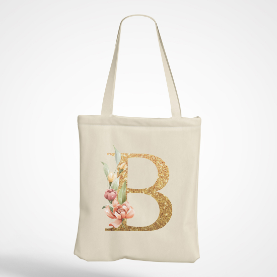 Personalized Monogram Tote Bag - Letter B