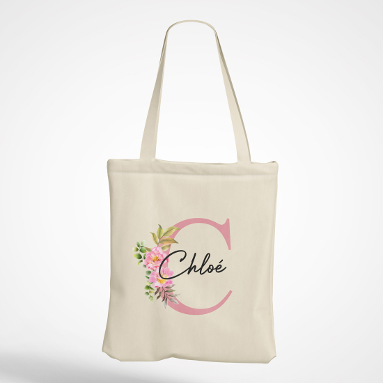 Personalized Monogram Tote Bag - Letter C