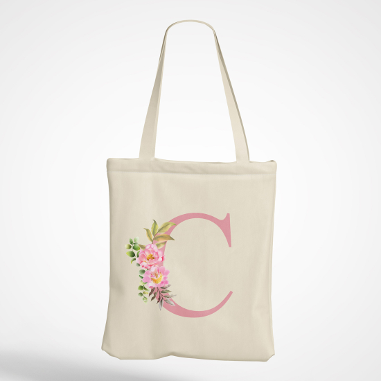 Personalized Monogram Tote Bag - Letter C