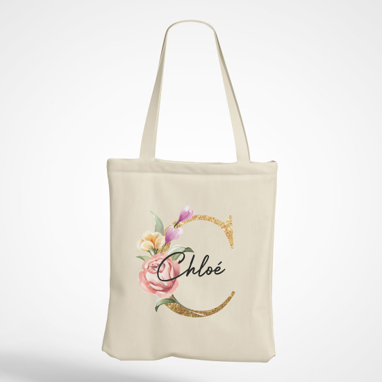 Personalized Monogram Tote Bag - Letter C