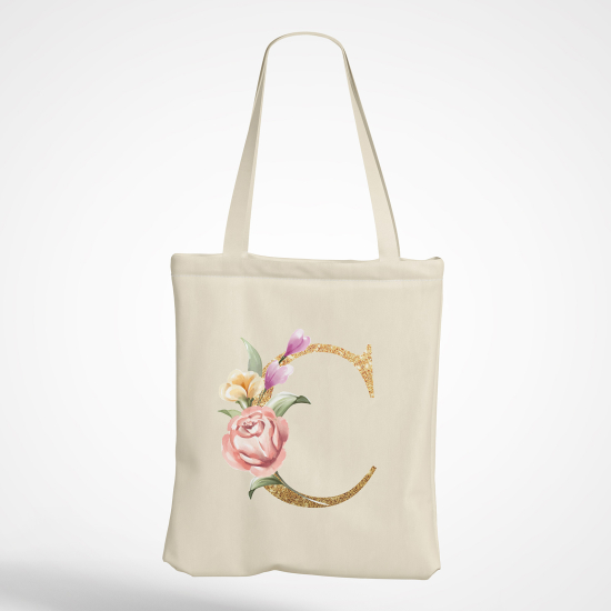 Personalized Monogram Tote Bag - Letter C