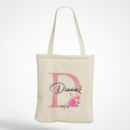 Personalized Monogram Tote Bag - Letter D