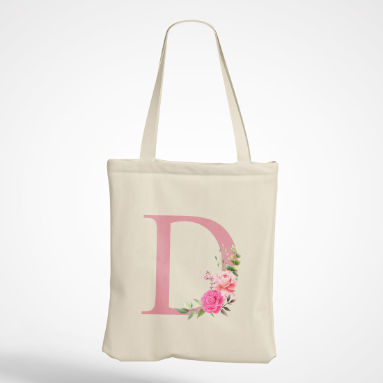 Personalized Monogram Tote Bag - Letter D