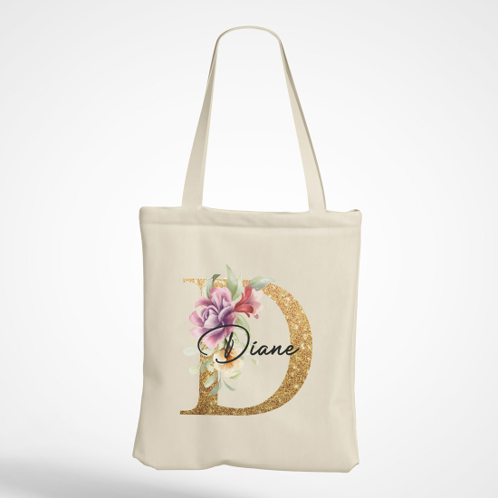 Personalized Monogram Tote Bag - Letter D