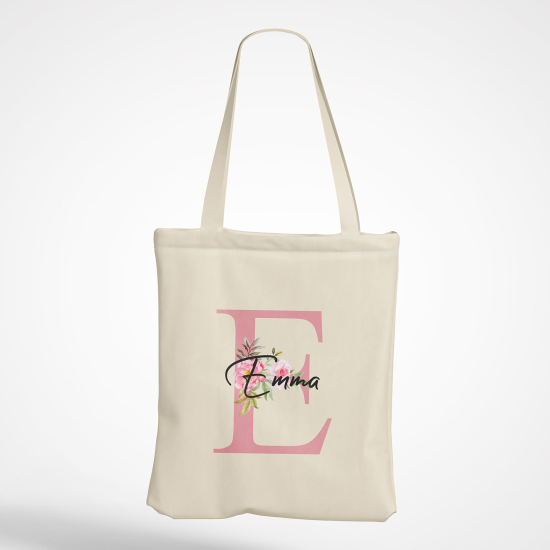 Personalized Monogram Tote Bag - Letter E