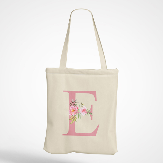 Personalized Monogram Tote Bag - Letter E