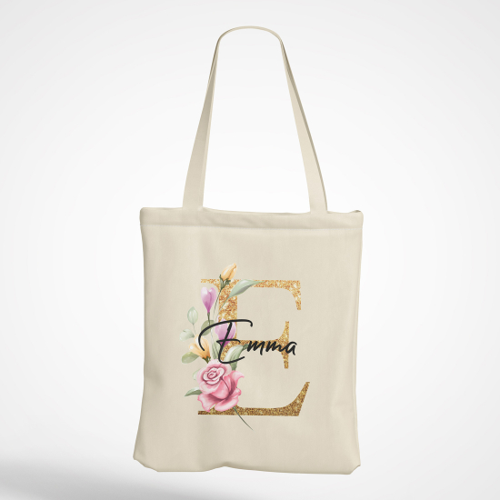 Personalized Monogram Tote Bag - Letter E