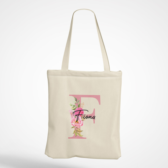 Personalized Monogram Tote Bag - Letter F