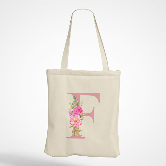 Personalized Monogram Tote Bag - Letter F