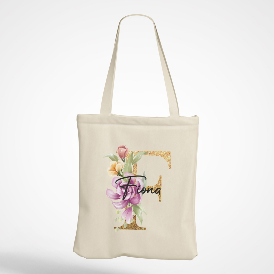 Personalized Monogram Tote Bag - Letter F