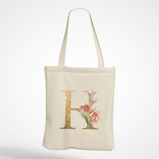 Personalized Monogram Tote Bag - Letter H