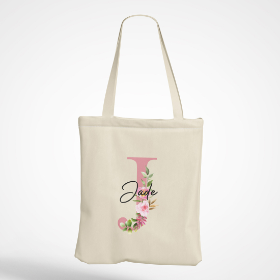 Personalized Monogram Tote Bag - Letter J