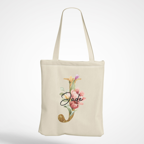 Personalized Monogram Tote Bag - Letter J