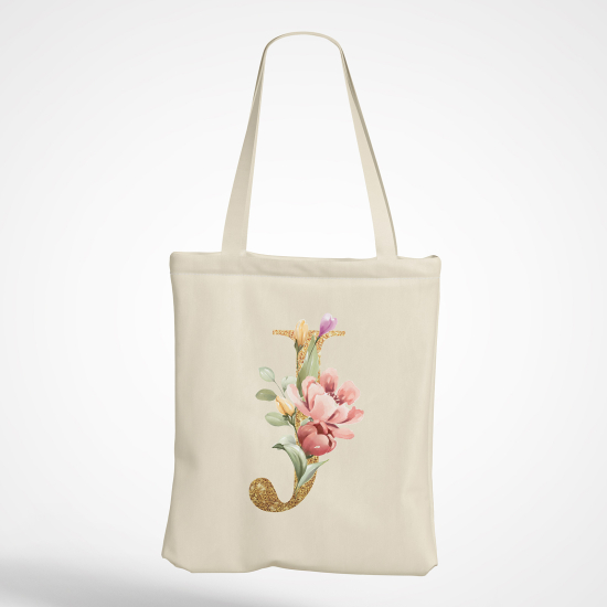 Personalized Monogram Tote Bag - Letter J