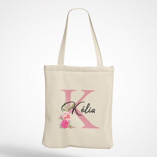 Personalized Monogram Tote Bag - Letter K