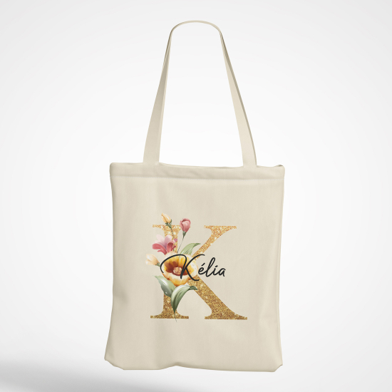 Personalized Monogram Tote Bag - Letter K