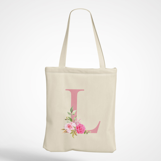 Personalized Monogram Tote Bag - Letter L