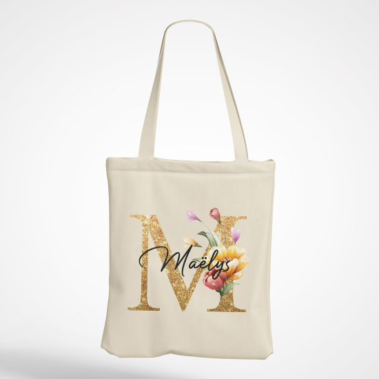 Personalized Monogram Tote Bag - Letter M