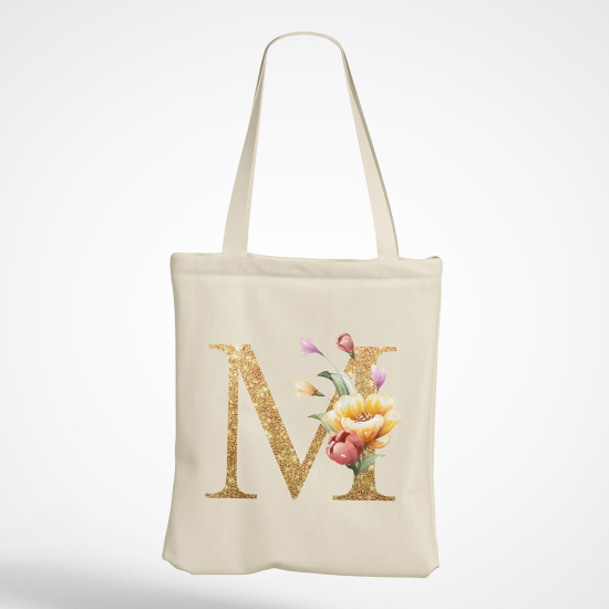 Personalized Monogram Tote Bag - Letter M