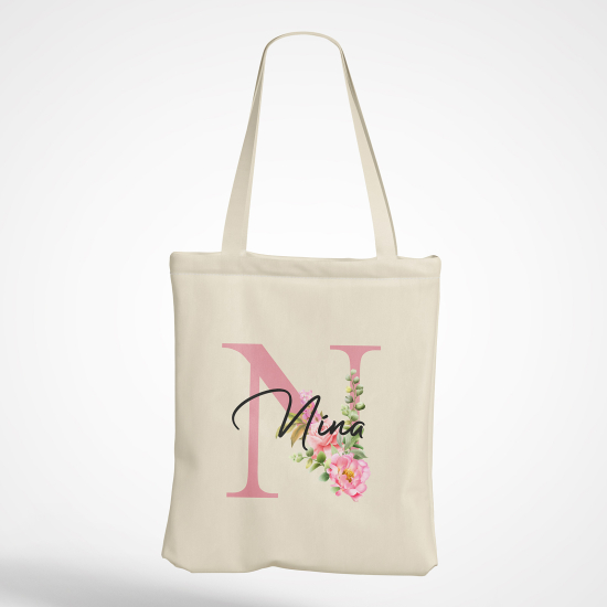 Personalized Monogram Tote Bag - Letter N