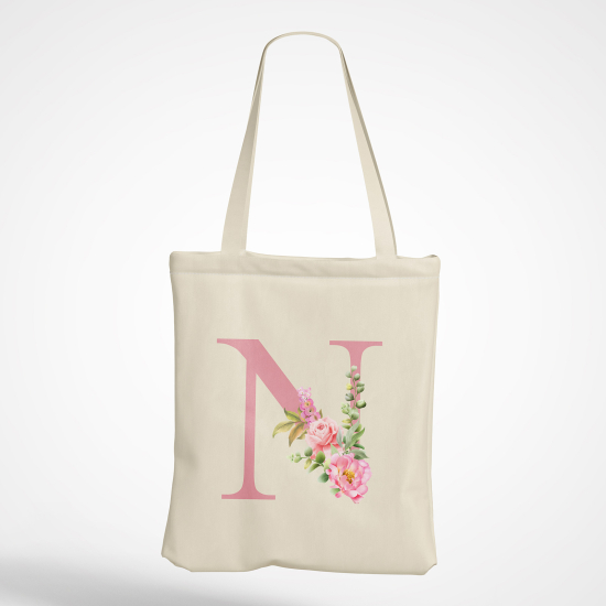 Personalized Monogram Tote Bag - Letter N