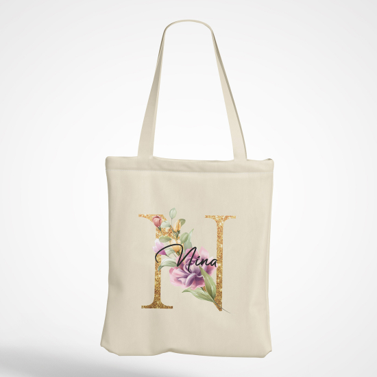 Personalized Monogram Tote Bag - Letter N