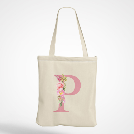 Personalized Monogram Tote Bag - Letter P