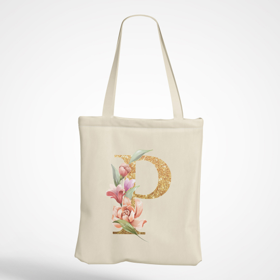 Personalized Monogram Tote Bag - Letter P