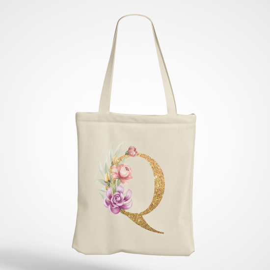 Personalized Monogram Tote Bag - Letter Q