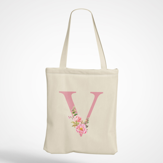 Personalized Monogram Tote Bag - Letter V