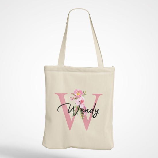 Personalized Monogram Tote Bag - Letter W