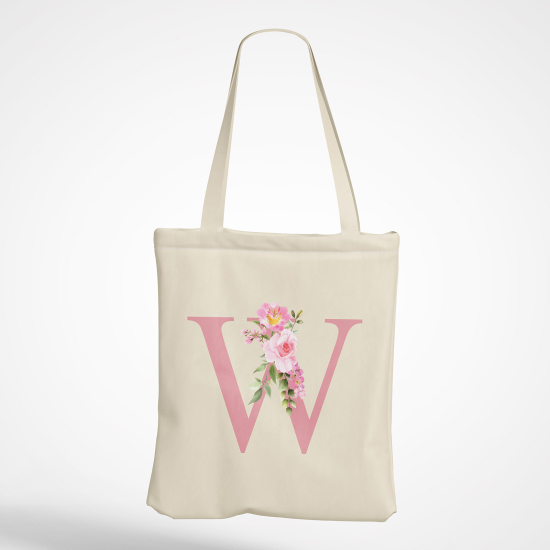 Personalized Monogram Tote Bag - Letter W