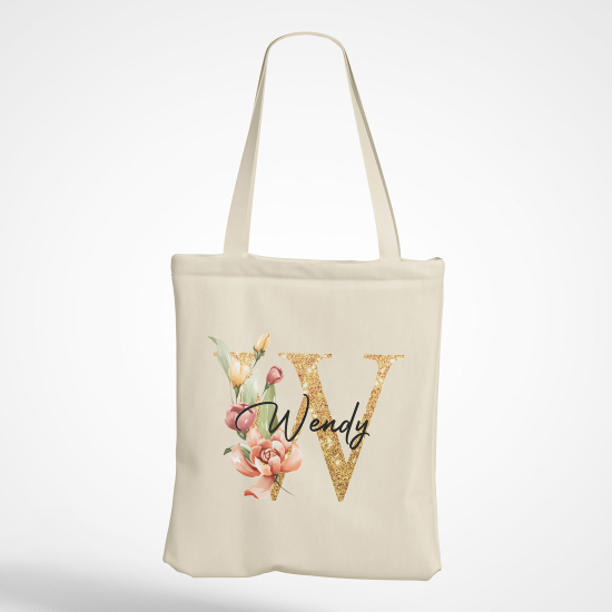 Personalized Monogram Tote Bag - Letter W