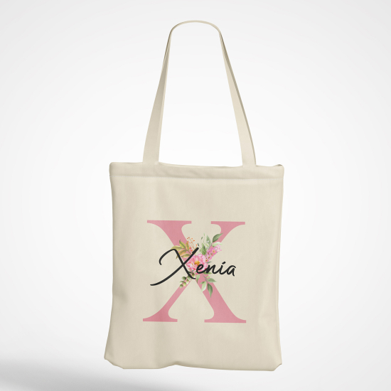 Personalized Monogram Tote Bag - Letter X