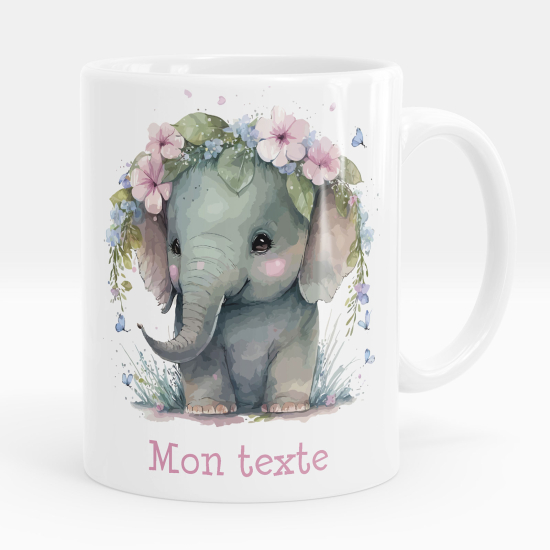 Personalized Mug - Elephant flowers