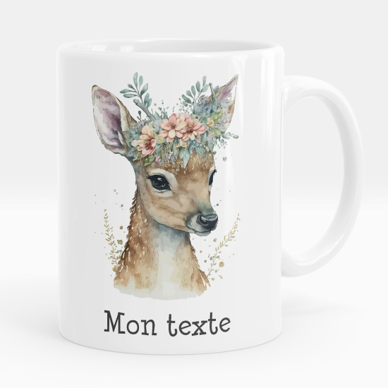 Personalized Mug - Fawn flowers