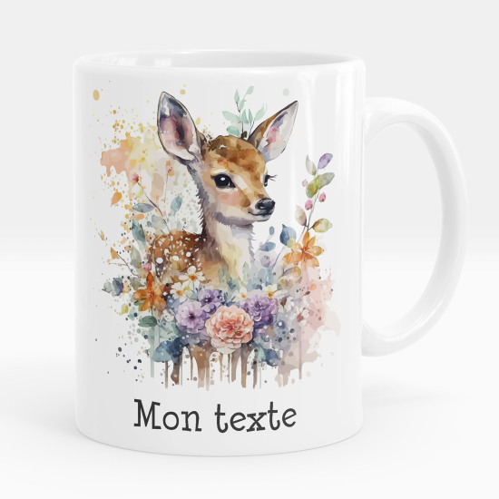 Personalized Mug - Fawn flowers