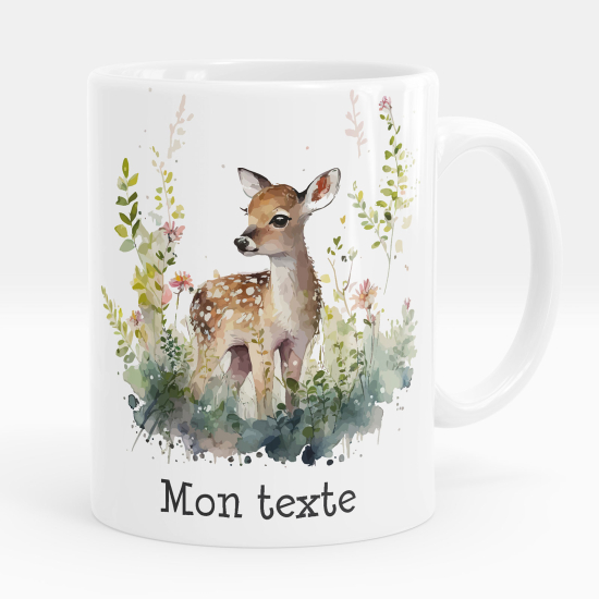 Personalized Mug - Fawn flowers