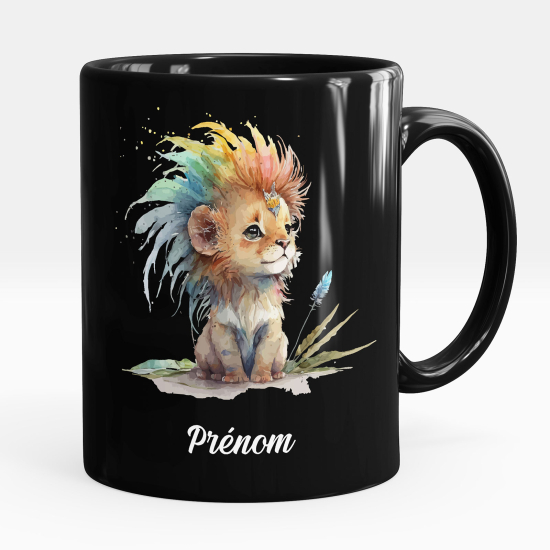 Personalized Mug - Full Black - Baby lion