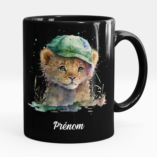 Personalized Mug - Full Black - Baby tiger cap