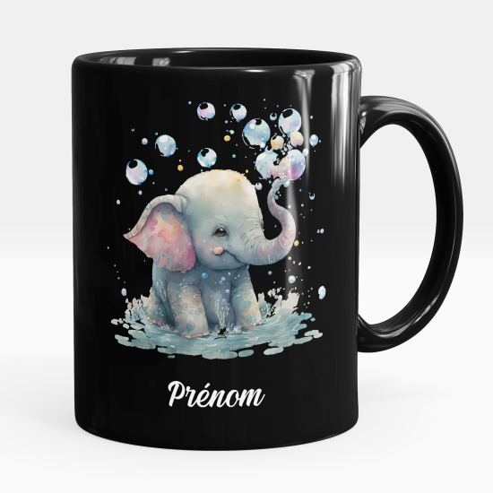 Personalized Mug - Full Black - Elephant