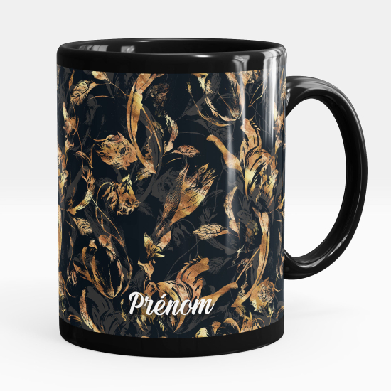 Personalized Mug - Full Black - Flowers