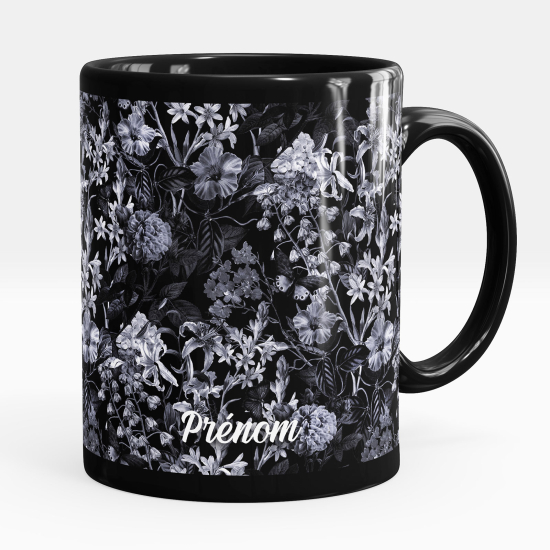 Personalized Mug - Full Black - Flowers