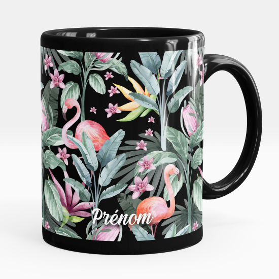 Personalized Mug - Full Black - Flowers